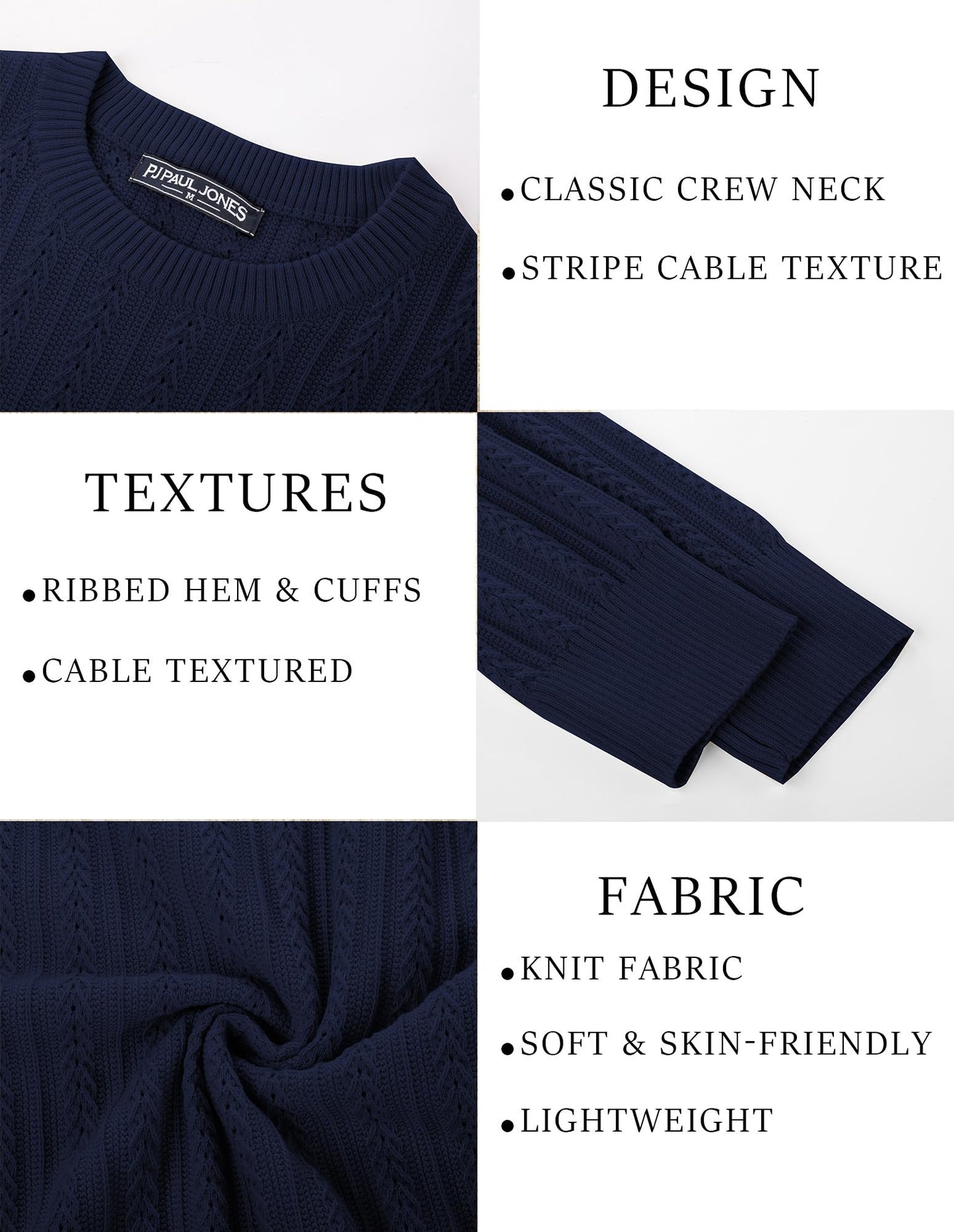PJ PAUL JONES Mens Crew Neck Sweater