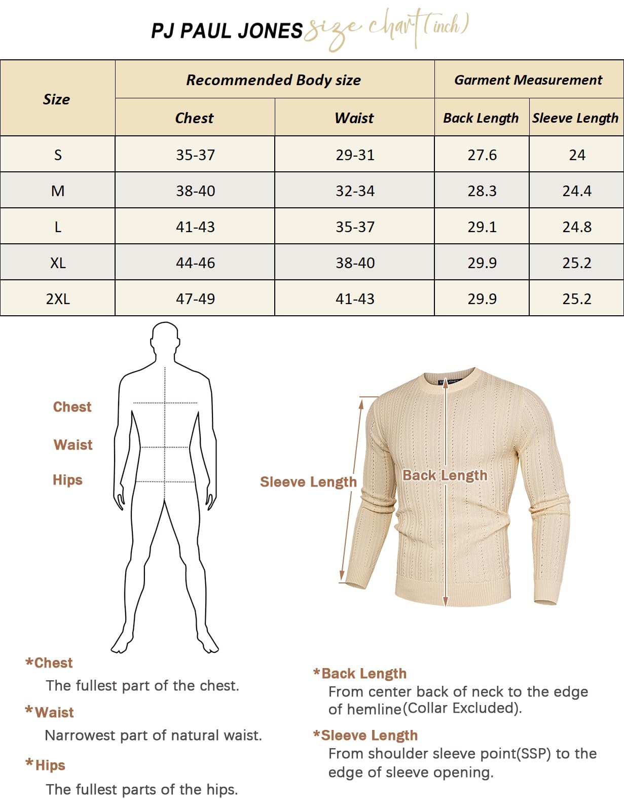 PJ PAUL JONES Mens Crew Neck Sweater