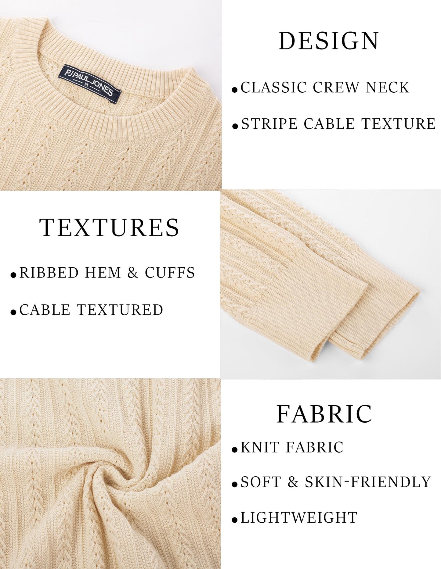 PJ PAUL JONES Mens Crew Neck Sweater