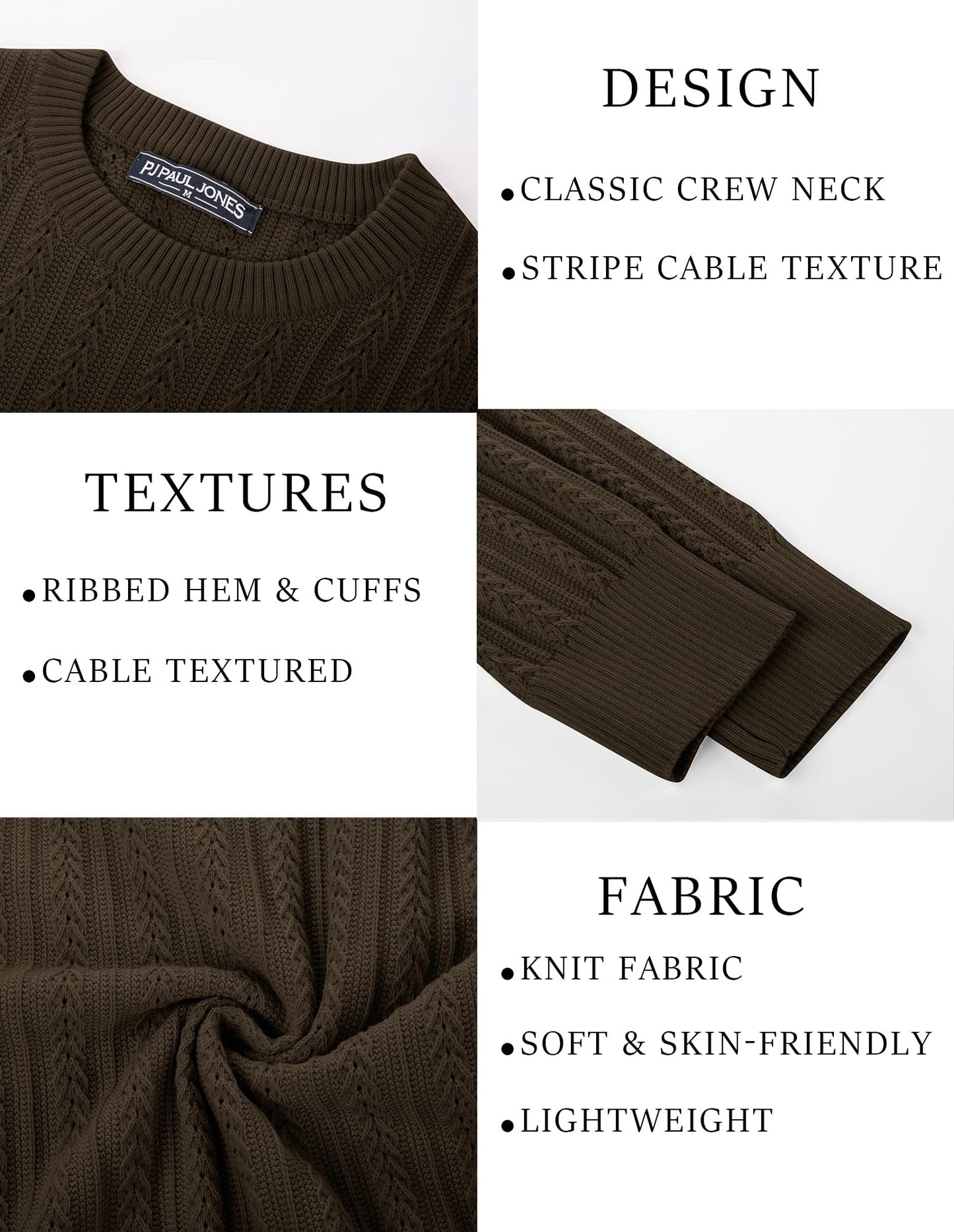PJ PAUL JONES Mens Crew Neck Sweater