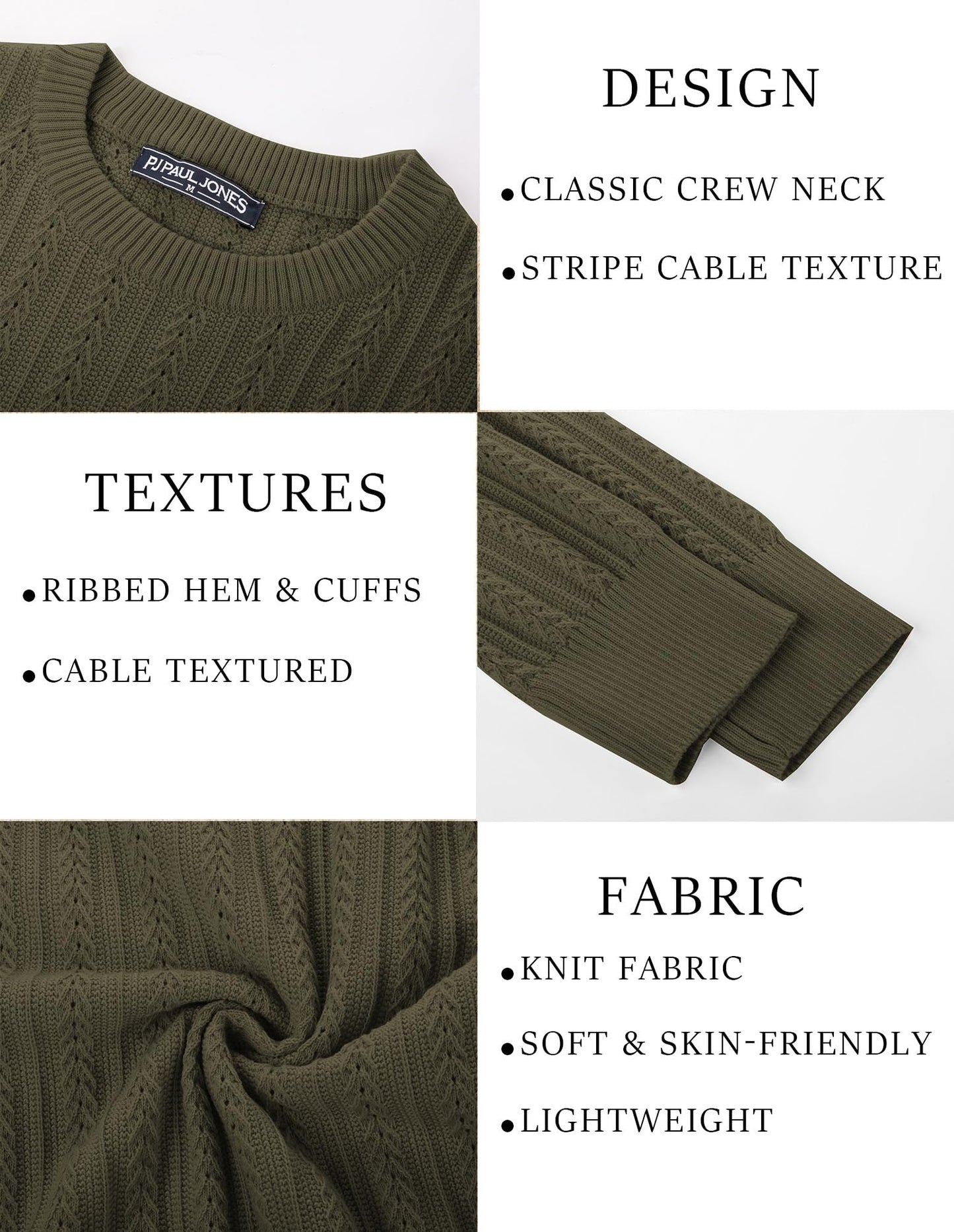 PJ PAUL JONES Mens Crew Neck Sweater