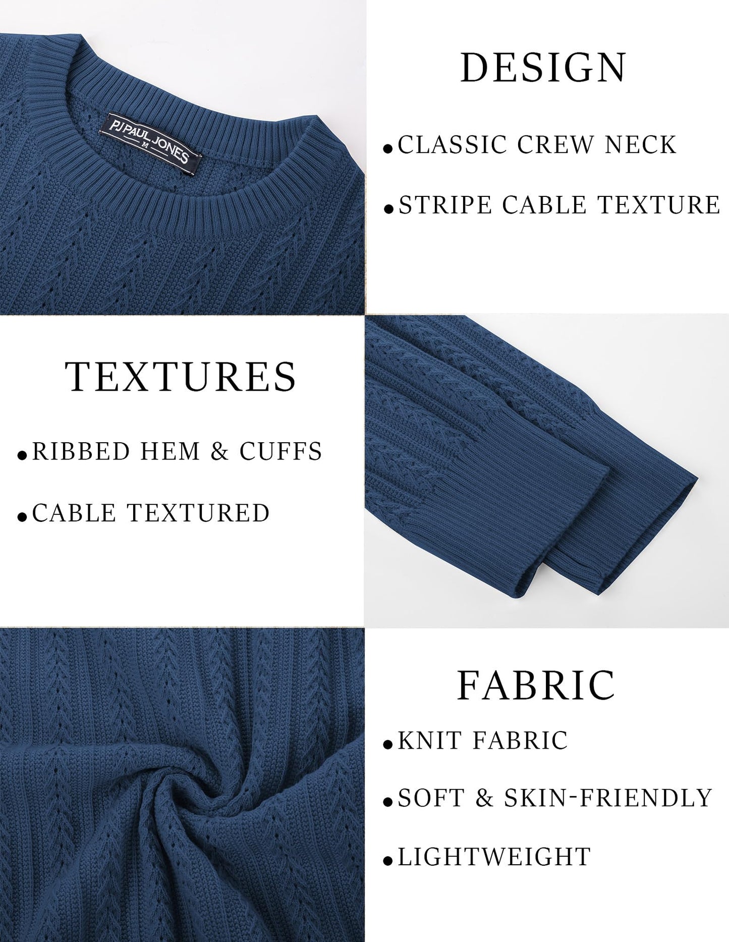 PJ PAUL JONES Mens Crew Neck Sweater