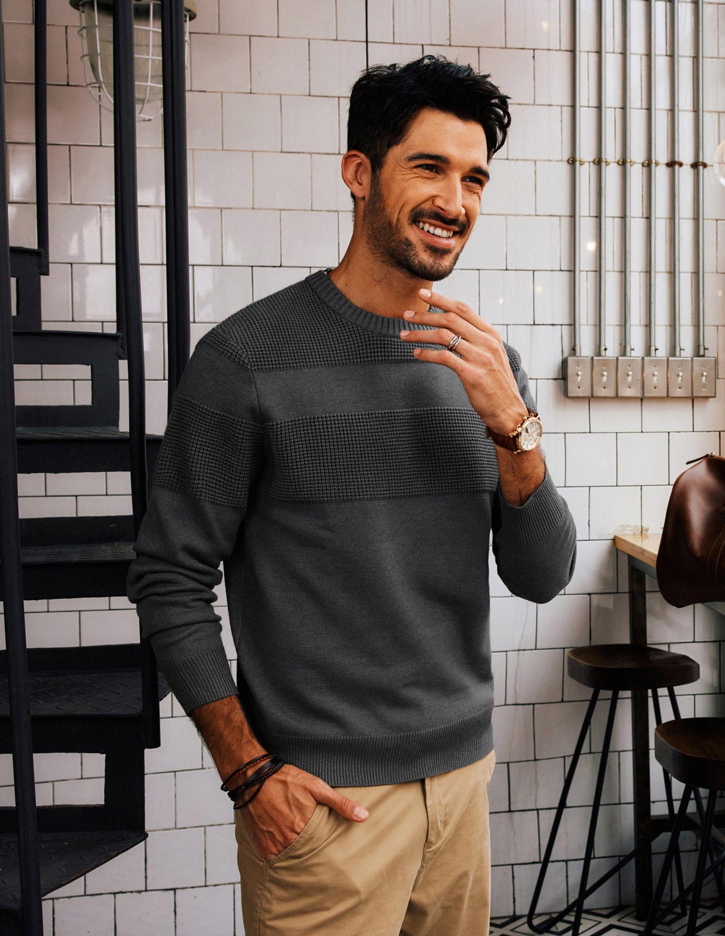 PJ PAUL JONES Mens Sweaters Crew Neck