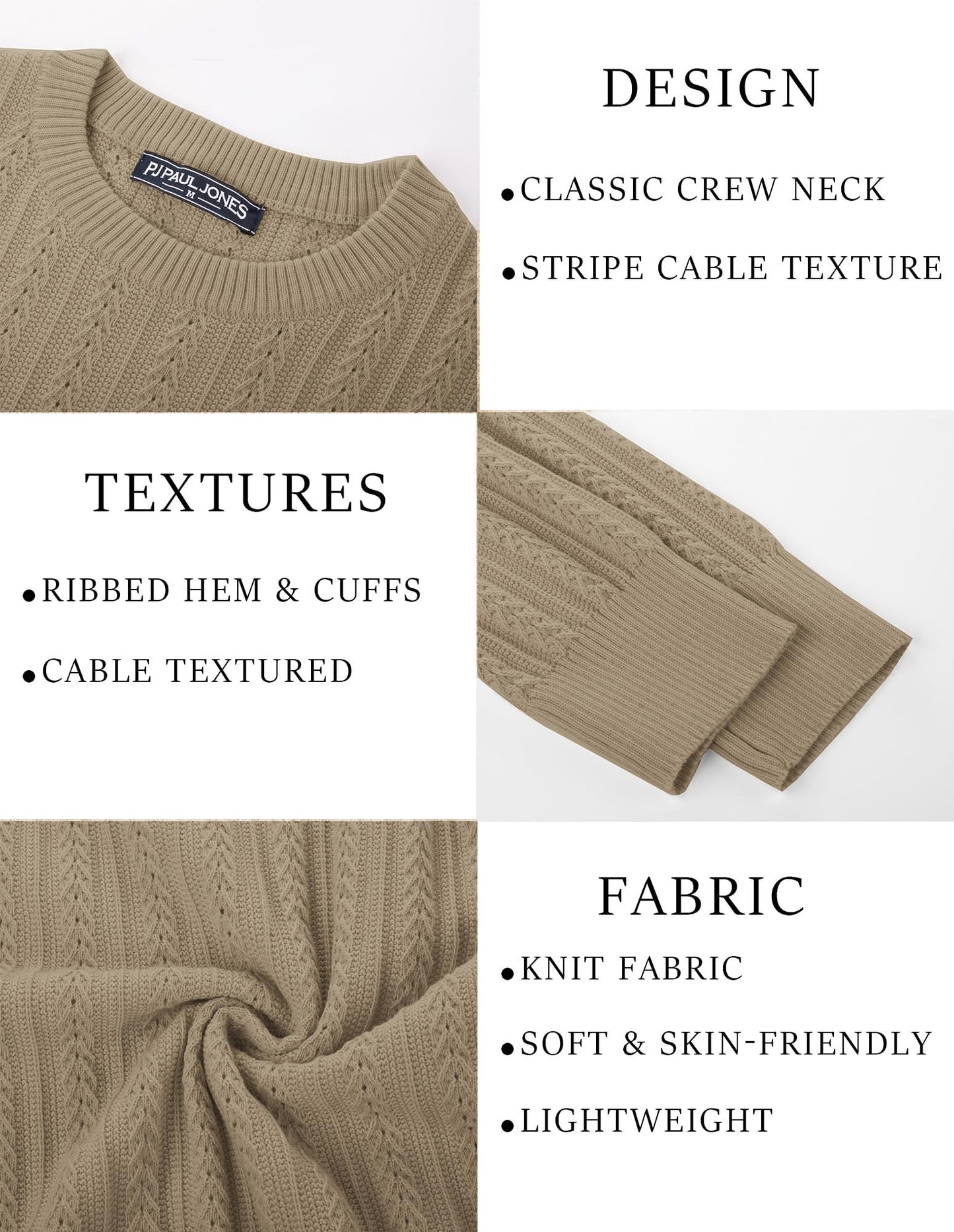 PJ PAUL JONES Mens Crew Neck Sweater