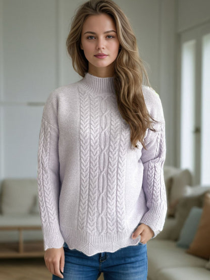 Cable-Knit Mock Neck