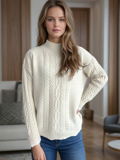 Cable-Knit Mock Neck