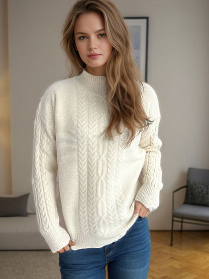 Cable-Knit Mock Neck