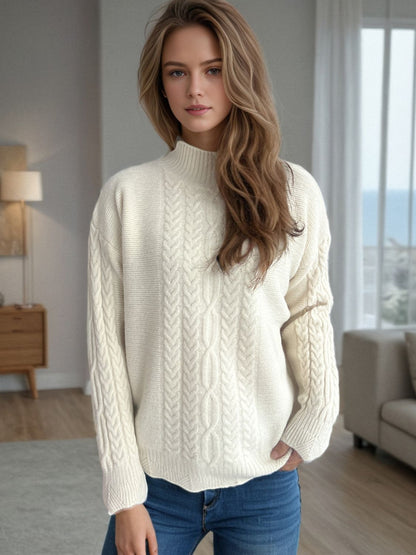 Cable-Knit Mock Neck