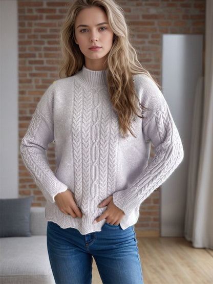 Cable-Knit Mock Neck