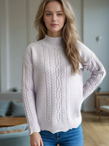 Cable-Knit Mock Neck